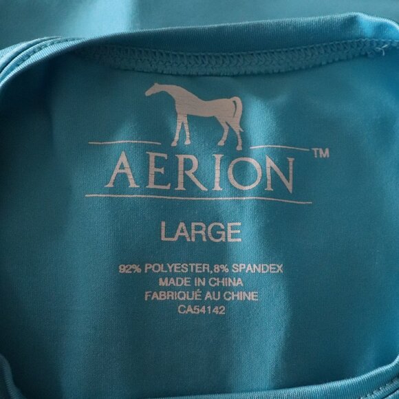 Aerion Base Layer Activewear Large Blue Horse Stretch Long Sleeve Layering Top - Picture 8 of 10